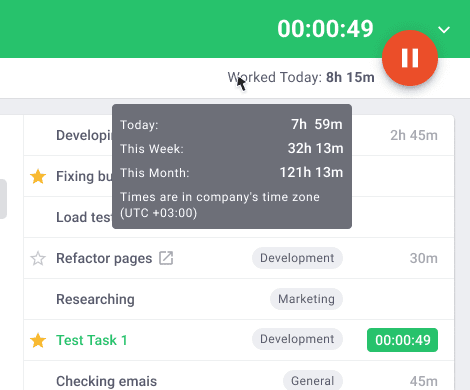 Worked time in TD Desktop App